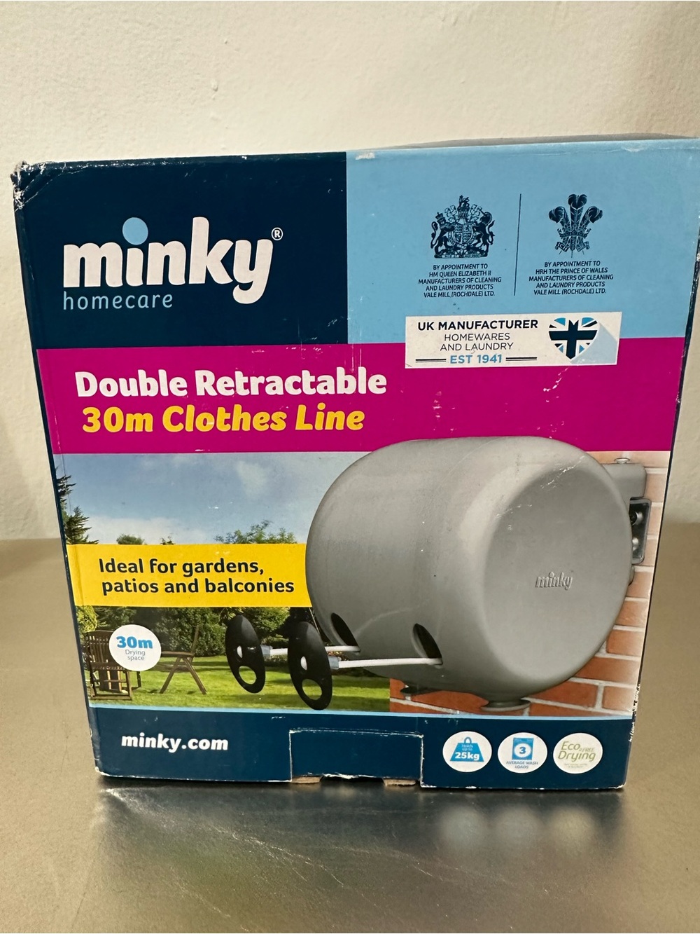 Minky Double Retractable 30m Clothes Line - Grey